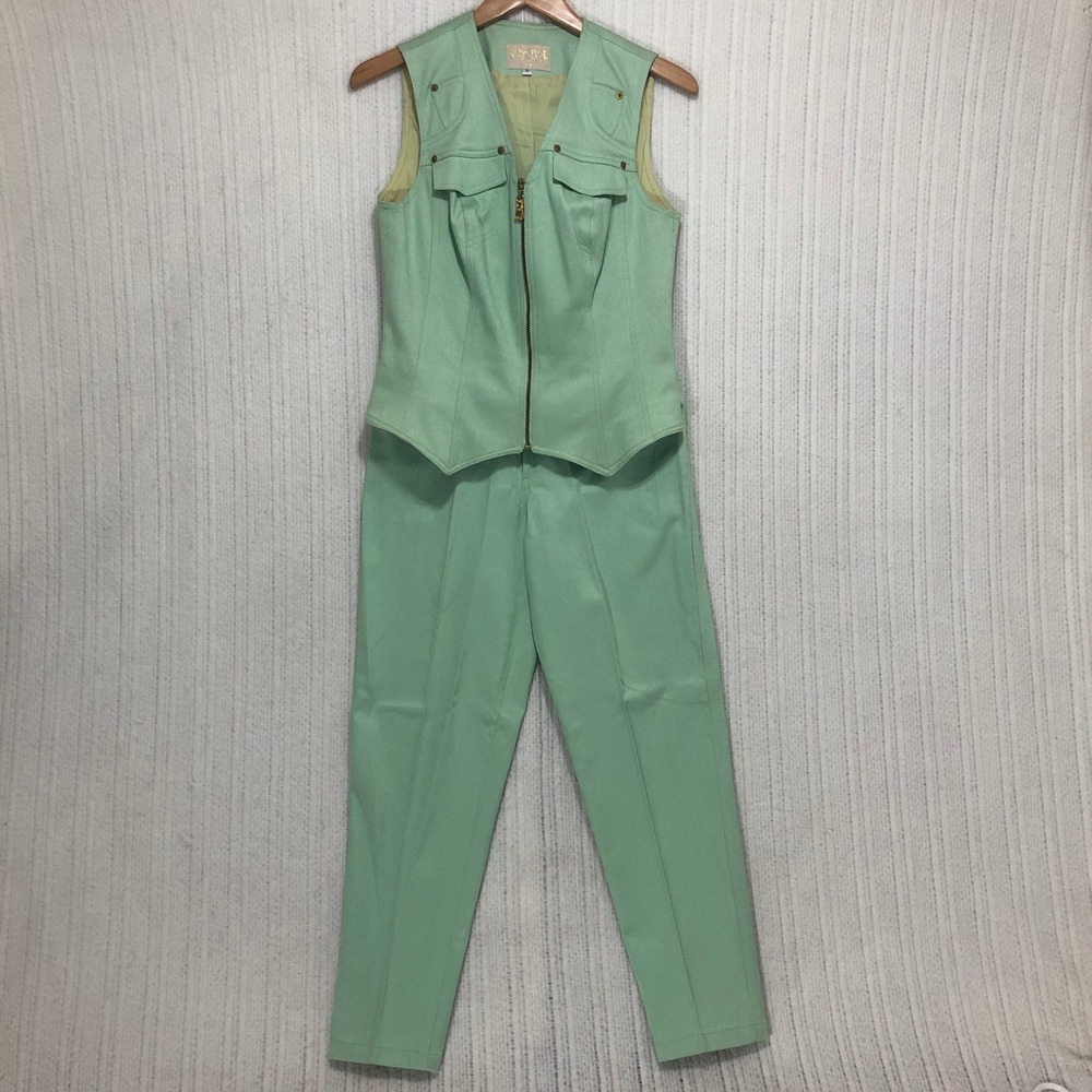 Alberto Makali New York Mint Green Vest and Pant Set Size 10 Made in USA